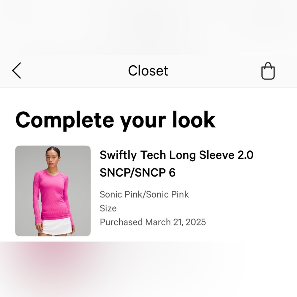 New with tags Lululemon Swiftly Tech Long Sleeve 2.0 Sonic Pink.Hot pink. Size 6 - Picture 12 of 12